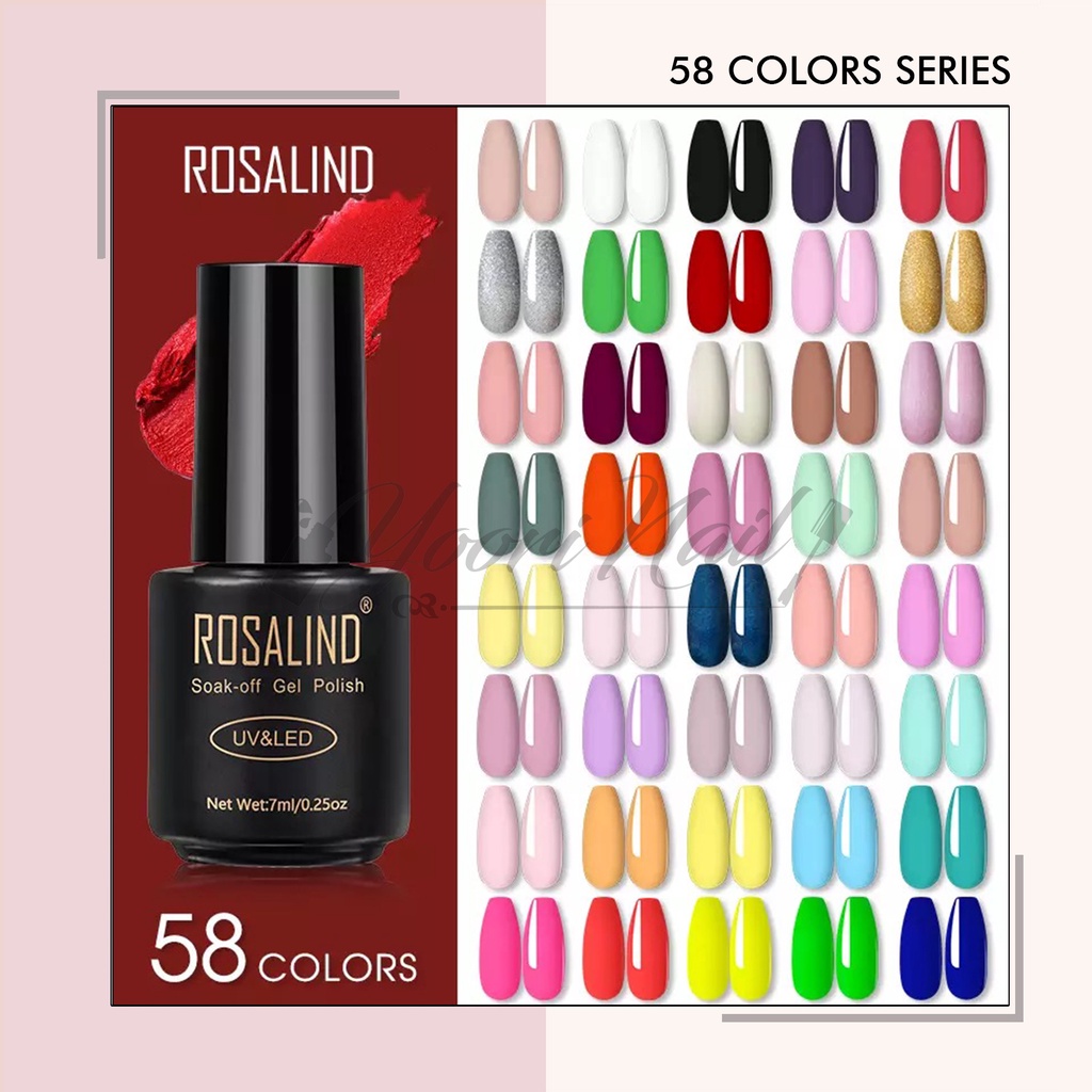 Mini rosalind 58 colors series (no 01-50) gel polish 7ml kutek gel nailart 58 warna pure colors