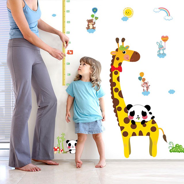 RELIZA WALL STICKER PENGUKUR TINGGI BADAN JERAPAH HEWAN GROW UP ANIMAL STIKER DINDING SK9044