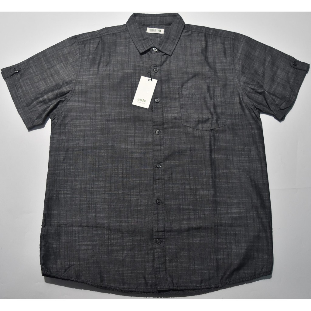 Kemeja Pria COLE Casual Wear Lengan Pendek Abu AU63 REAL PICTURE