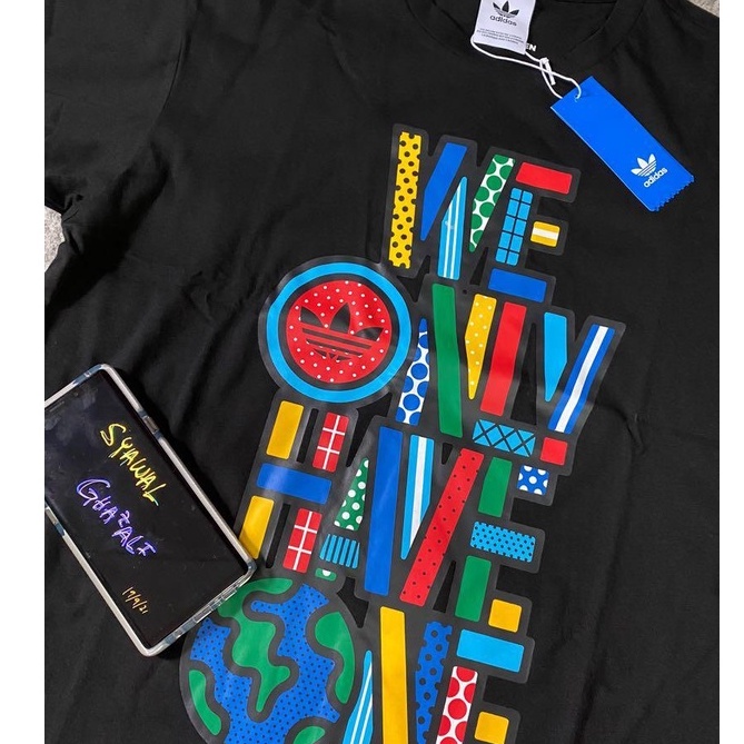 kaos adidas logo full print &quot; We Only Have One Earth &quot;  warna hitam | t-shirt adidas import murah | kaos adidas california | kaos adidas logo | kaos pria wanita kasual simple murah |