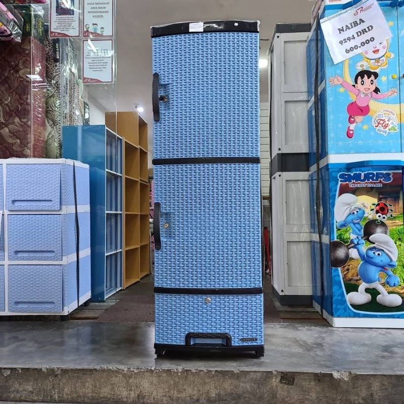 Napolly Lemari Pakaian Kunci Plastik Serba Guna - Lemari Plastik Laci + Pintu Kulkas