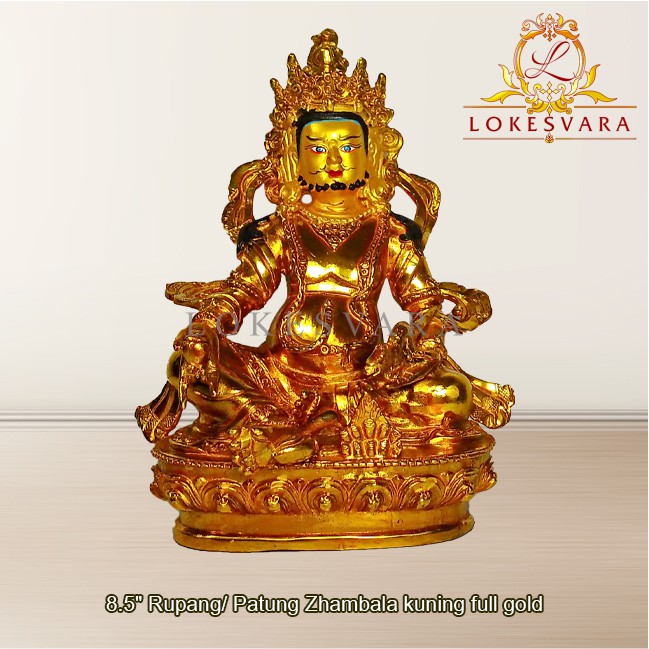 Patung Rupang Arca Logam Zhambala Kuning 8.5inch Full Gold