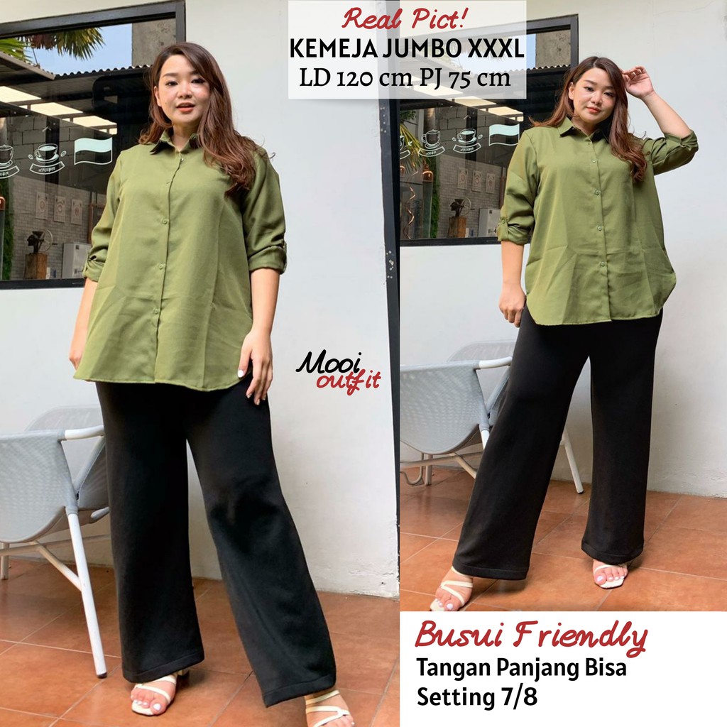 Mooi Outfit - Kemeja Oversize Wanita / Kemeja Wanita Jumbo Ld 120 Ld 130