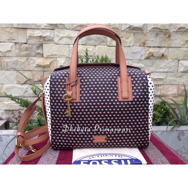 Fossil Emma satchel black Multi diamond
