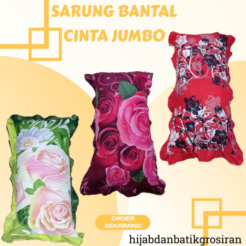 Sarung bantal cinta jumbo premium motif bunga