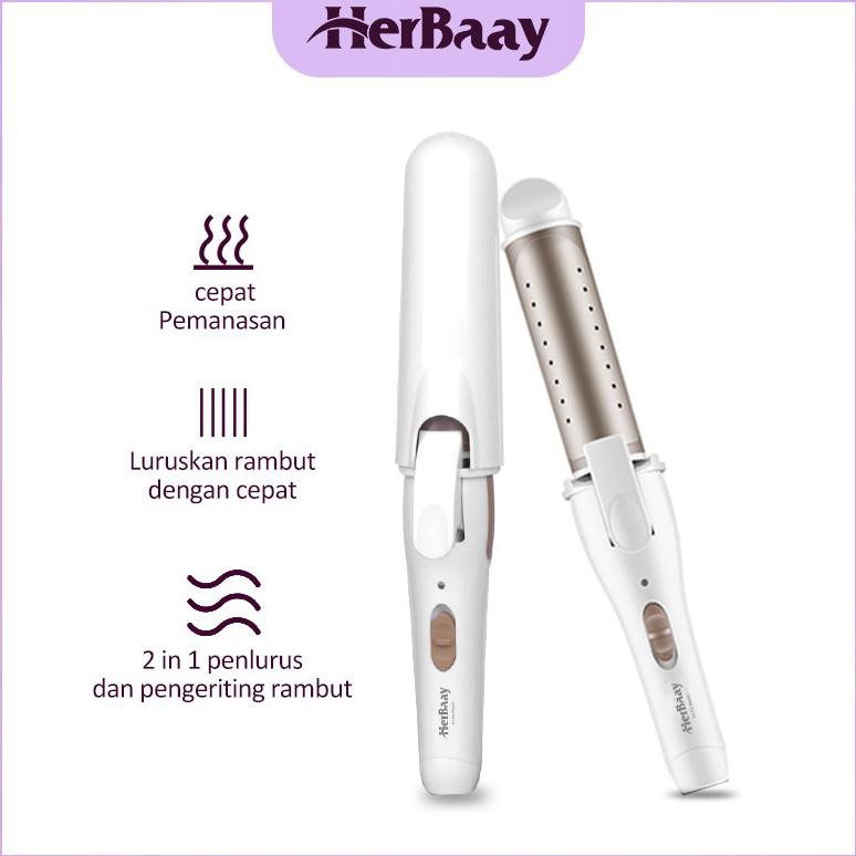 ( BISA COD ) Herbaay catok 2in1 Hair Curler Iron Ceramics Pengeriting Rambut Keriting rambut lurus