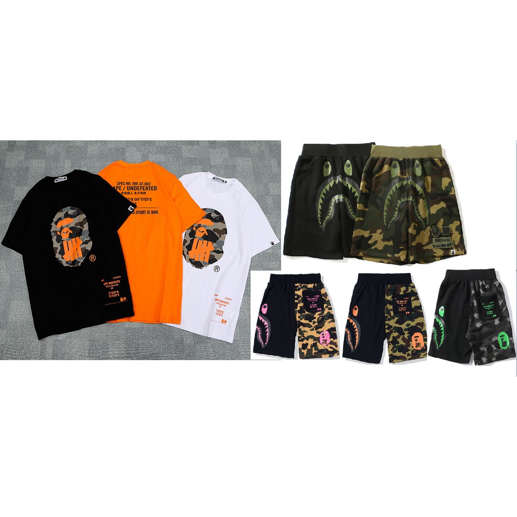 Bape X Undefeated Kaos  Pria Wanita Klasik Motif  Camo Untuk 