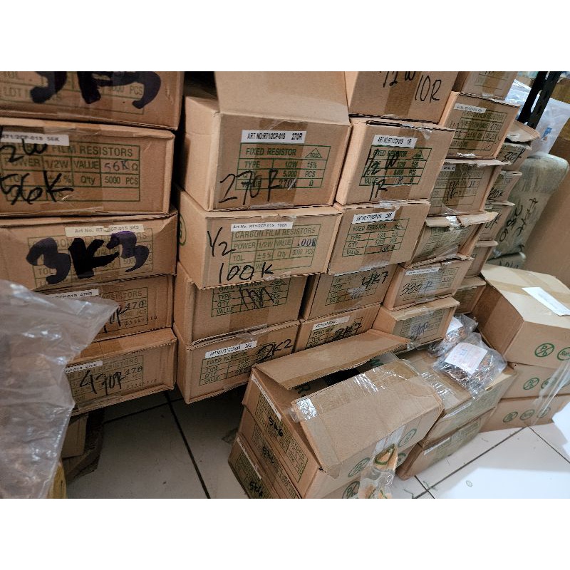 Mitsuyama_ Resistor 1/2 Watt Per Bungkus 500Pcs 3K3 4K7 56K 2K7 470R Dan Ukuran Lain