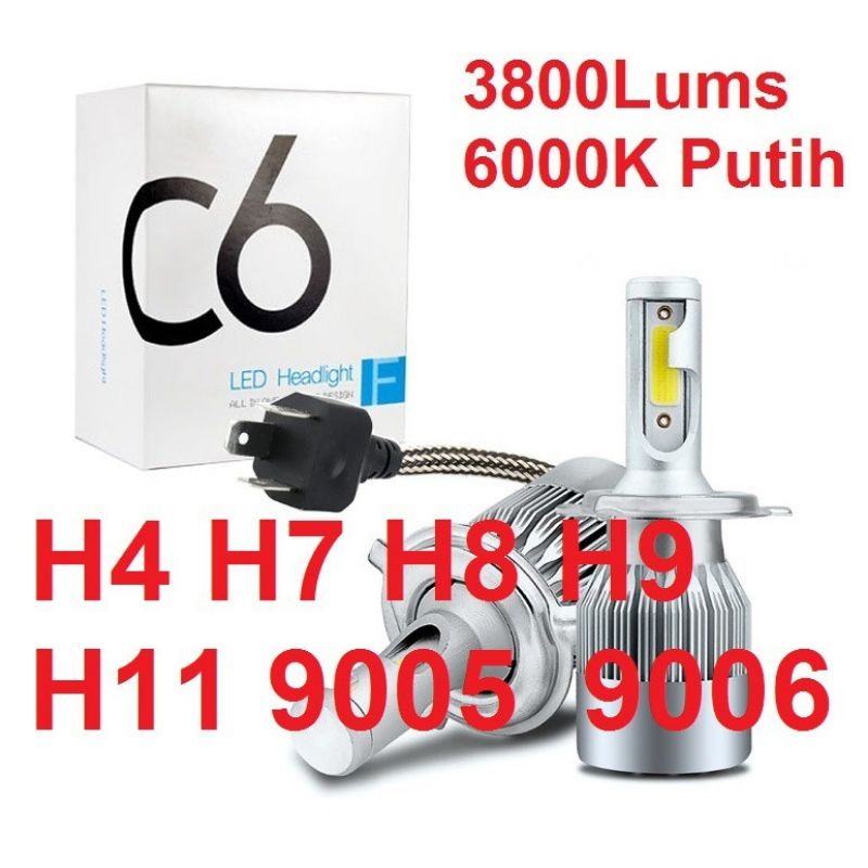 Lampu LED Mobil Headlight 2 PCS Lampu Utama C6 H4 H11 H8 H9 H7 9005