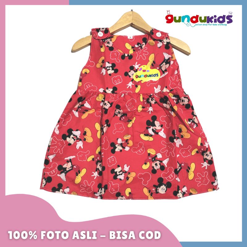 Pilih Motif / Dress kartun anak 1 tahun / bayi 0-12 bulan / kancing bahu catra / daster anak karakter / COD daster / dress karakter kancing 1-2 th / Dress anak bayi murah / lengan kutung / dress bayi perempuan-Red Mickey