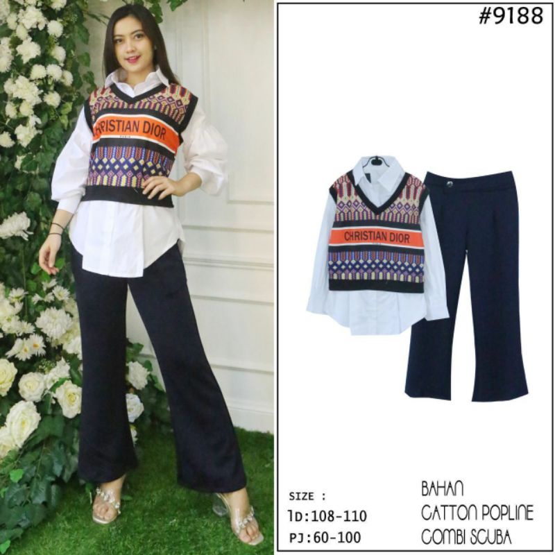 Setelan Celana Wanita Vest Christian Dior Import