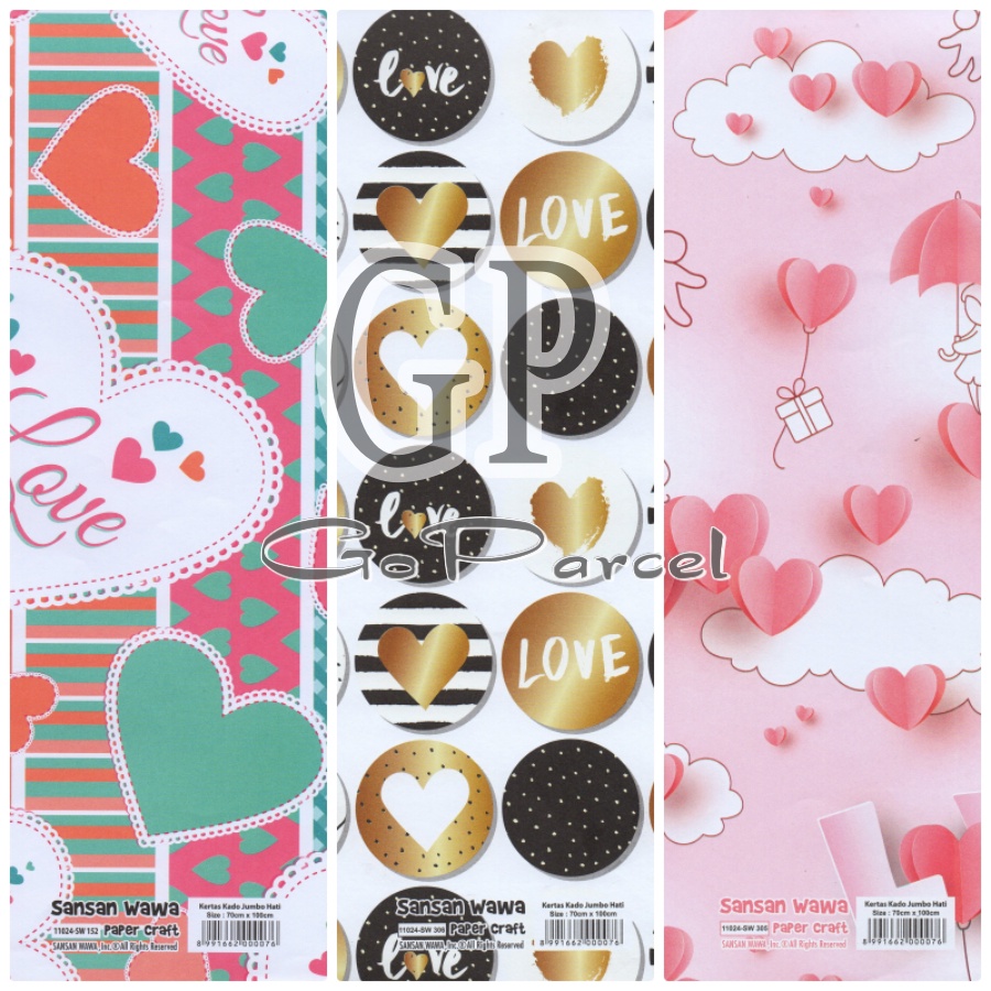 ( 5 Lembar ) JUMBO FLOWER LOVE SANWA - KERTAS KADO WEDDING / NIKAHAN / TUNANGAN / LAMARAN / LOVE HEART SANWA - GIFT WRAP PAPER SANSAN WAWA HATI BUNGA KEMBANG MINI ROSES DAISY