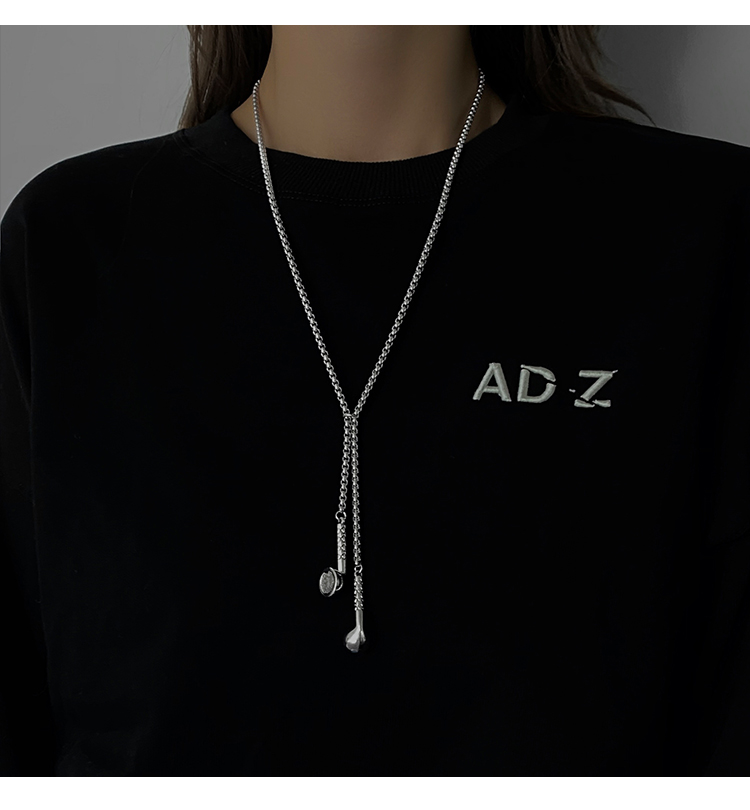 Kalung Rantai Panjang Dengan Liontin Earphone Gaya Hip Hop Untuk Wanita