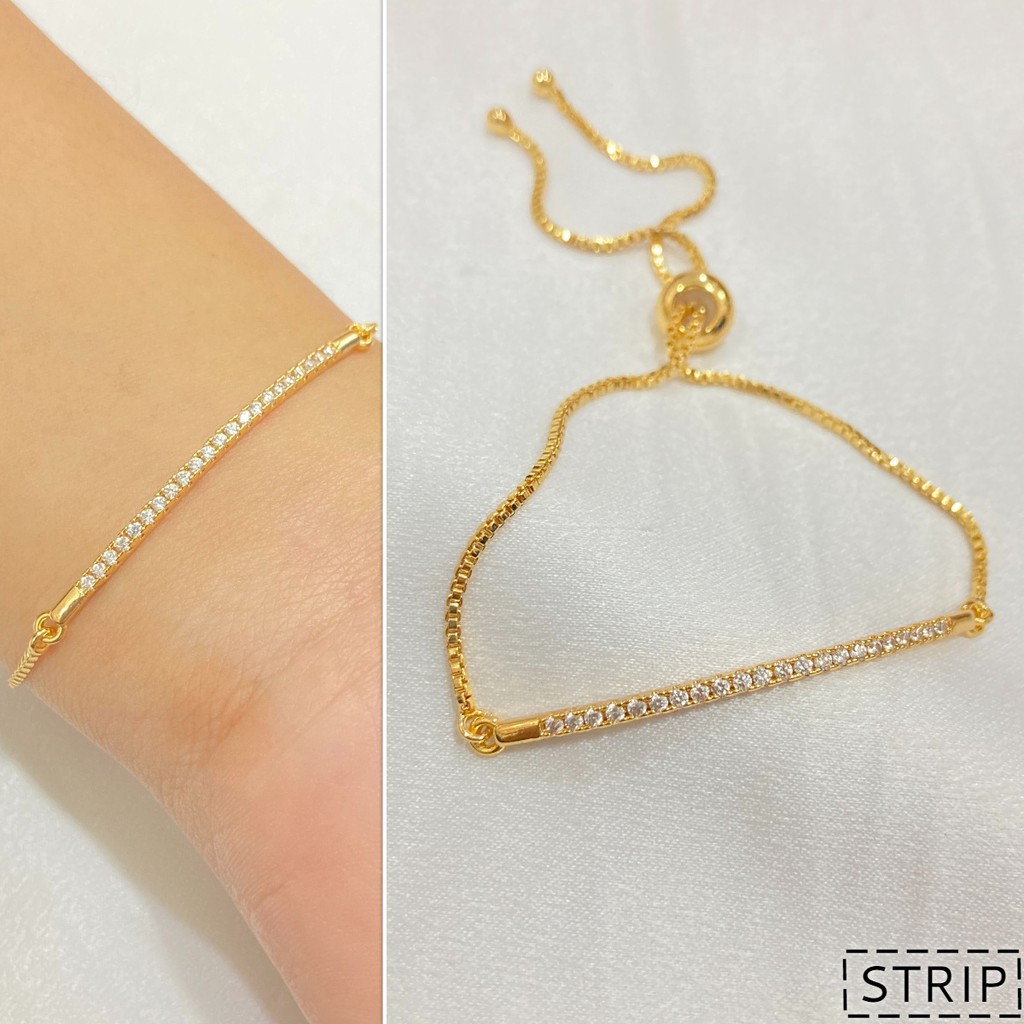 Gelang Wanita Serut Anti Karat Vintage Perhiasan Titanium Asli Berlapis Emas KTA02-2