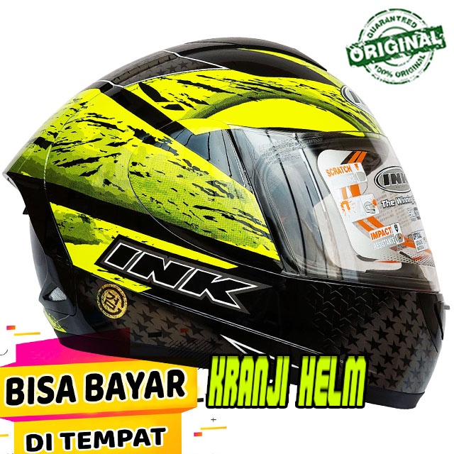 Helm Full Face / Helm Ink CL Max #7 Black Yellow Original SNI