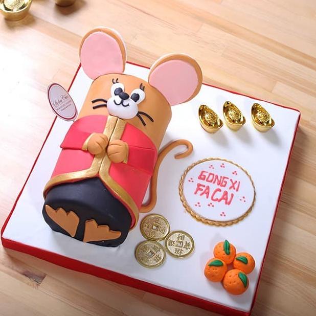 

BISA BAYAR DITEMPAT Roll Cake Shio Tikus / Kue Imlek / Hamper / panjang +/- 20 cm BERGARANSI Kode