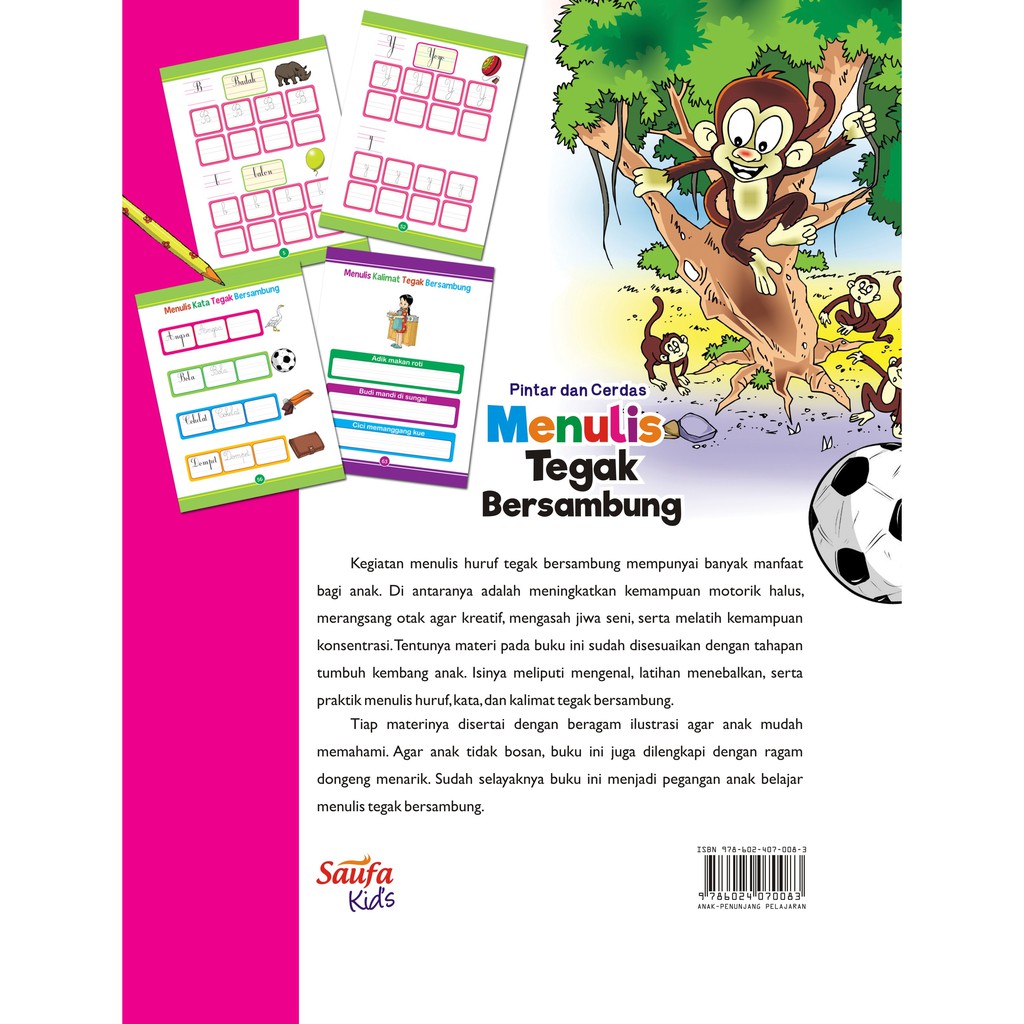Buku Pintar dan Cerdas Menulis Tegak Bersambung Plus Cerita Menarik