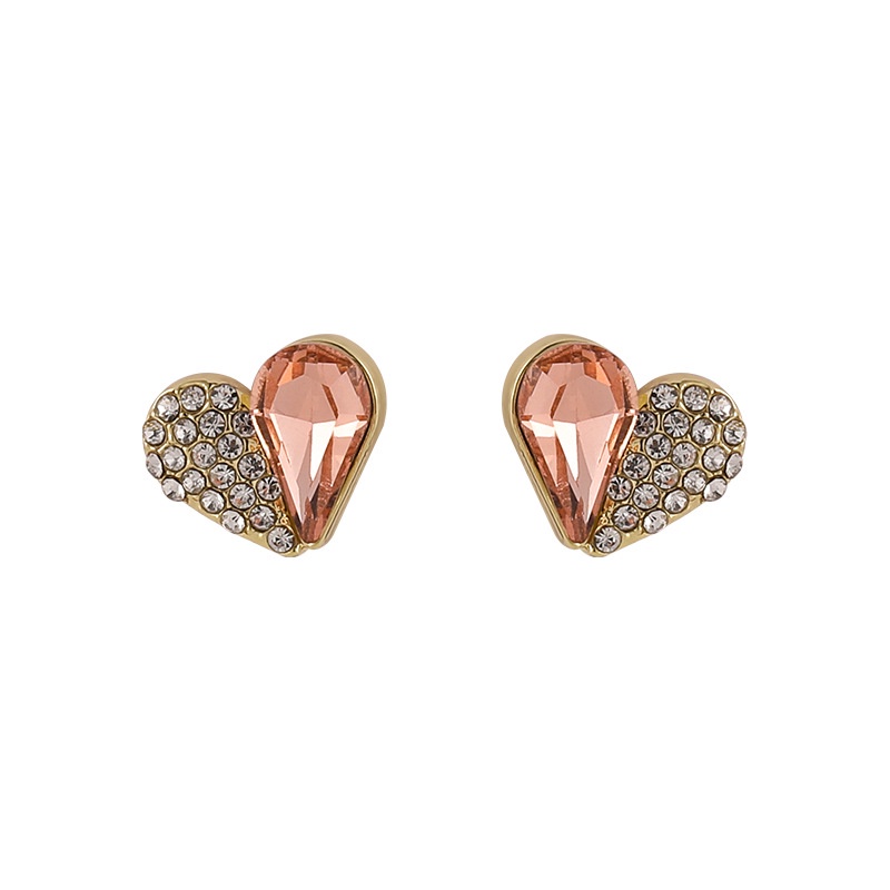 LRC Anting Tusuk Fashion Pink Pink Diamond Love Stud V52379