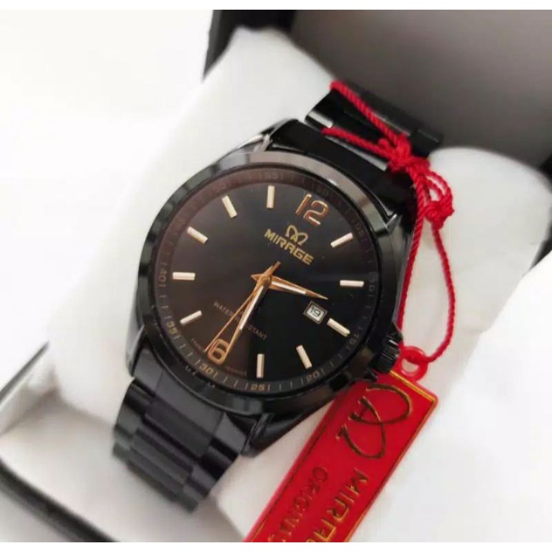 jam tangan pria;MIRAGE M8710BRP-Lhitam full~ORIGINAL WATER RESISTANT~TGL~STAINLEES
