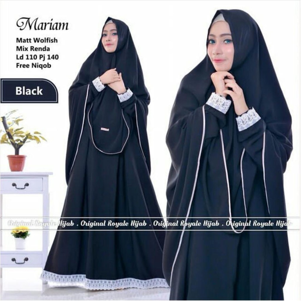 MARIAM SYARI Bahan Wolfice (Free Hijab / Khimar) Gamis Modern Wanita Baju Panjang Stelan Syari