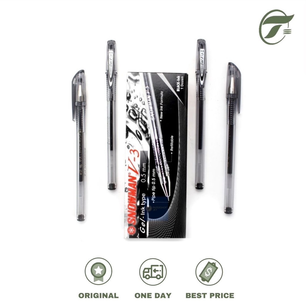 

BALLPEN GEL V-3 FINE 0.5 12PCS/PACK SNOWMAN (BLACK/RED)