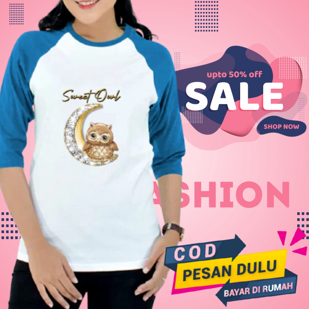 Baju Kaos Raglan Cewek Cowok 7/8 Baju Atasan Jangkis Raglan Distro Tshirt Pria Wanita Jangkis Jumbo