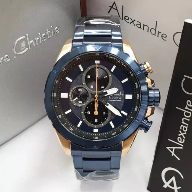 JAM TANGAN PRIA ALEXANDER CRISTIE AC6508 BLUE ROSEGOLD ORIGINAL NEW