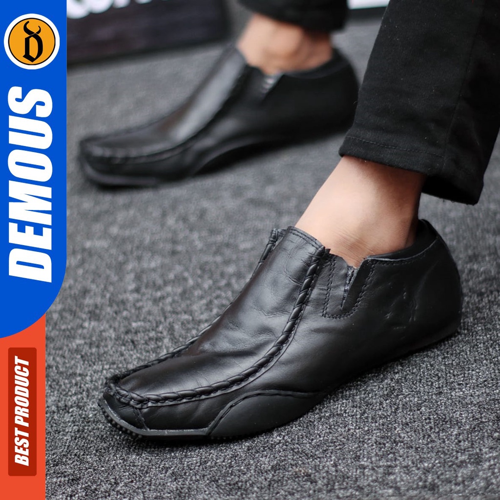 DEMOUS Fero - Sepatu Slip On Pria Casual Kerja Pria Kulit Asli