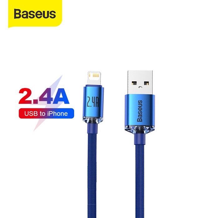 Baseus Crystal Shine Series USB to Lightning 2.4A Cable Data for iPhone 1.2m - Garansi 6 Bulan