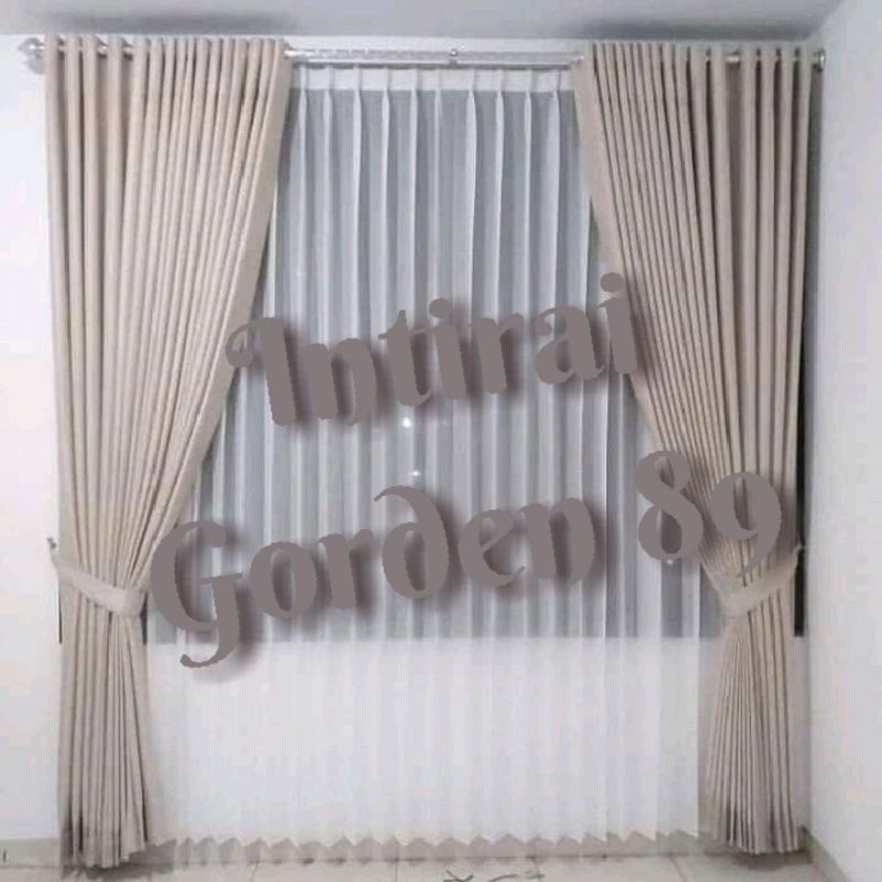 Gorden Jendela Minimalis Hordeng Blackout Polos 8 Lipatan x Tinggi 250cm Tirai Pintu Korden Kaca Leb