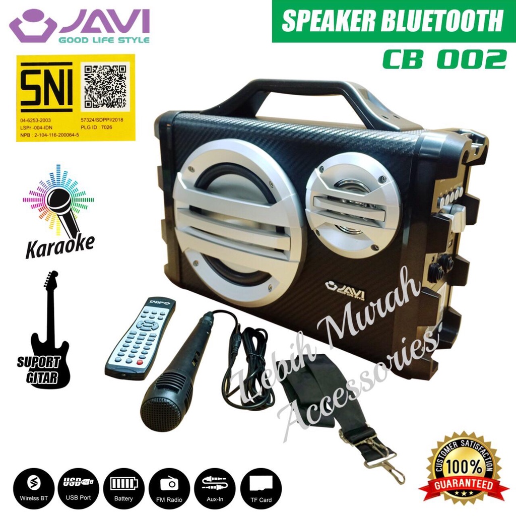 Speaker Bluetooh JAVI CB002 + Mic/Remote Support Input Gitar Speaker Karaoke Speaker Aktif Speaker Gede Speaker Superbass Speaker aktip