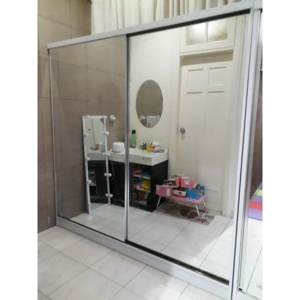 LEMARI PAKAIAN SLIDING/LEMARI PAKAIAN SLEDING DOOR/LEMARI PAKAIAN FULL CERMIN/LEMARI BAJU GESER