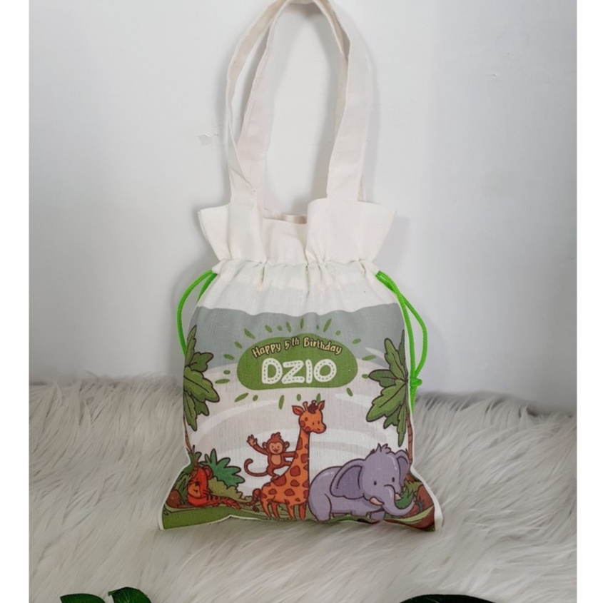 

Goodie bag ultah serut blacu Motif Dinosaurus