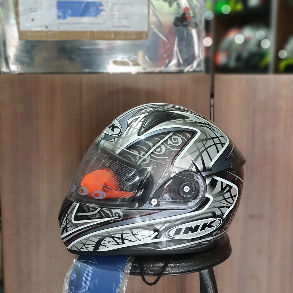 HELM INK FUSION HELM INK FULLFACE UKURAN BESAR MOTIF GREY BLACK