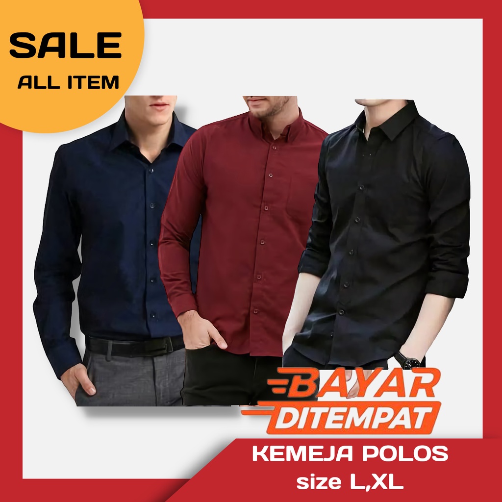 KEMEJA POLOS LENGAN PANJANG PRIA  kemeja cowok polos lengan panjang KEMEJA pria SLIMFIT lengan panja