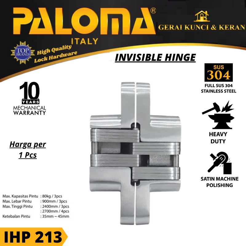 PALOMA IHP 213 INVISIBLE HINGE ENGSEL TANAM P65 STAINLESS STEEL