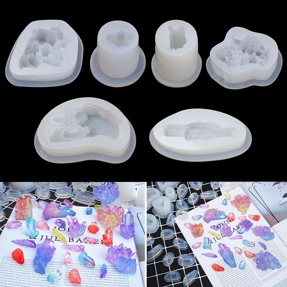 R-flower 1pcs Cetakan Resin Alat Membuat Perhiasan Kristal Cluster Batu Liontin Silikon Epoxy Casting