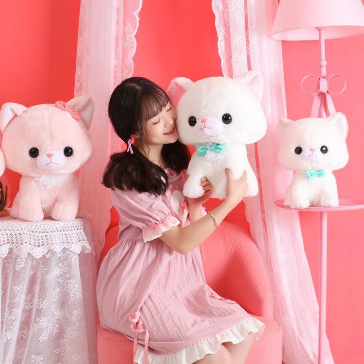 MAINAN BONEKA KUCING CAT FLUFFY WHITE PLUSH IMPOR