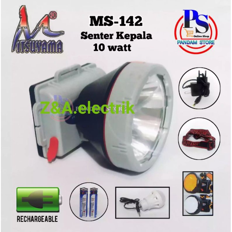 Senter Kepala Headlamp MS-142 MULTIFUNGSI 10W BOHLAM