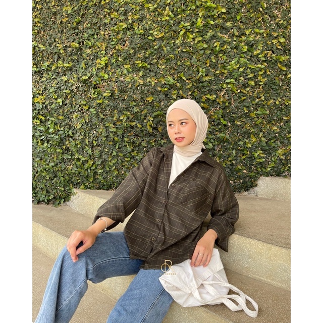 ANNA SHIRT / KEMEJA TARTAN WANITA-CHARCOAL