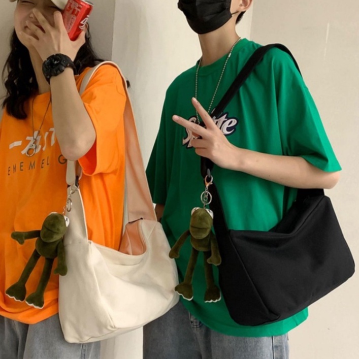 FINOM VORA - Tas Selempang Wanita Korean Style Kekinian | Sling Bag Kanvas Polos