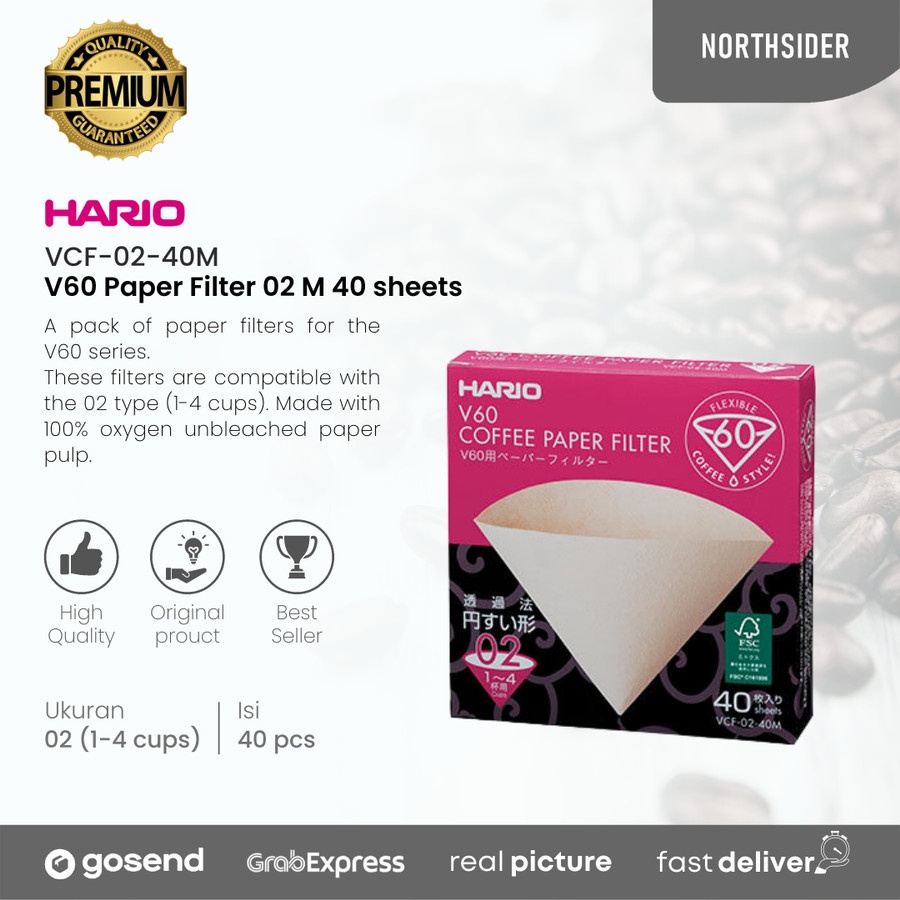 Hario V60 Paper Filter 02 - 40 Sheets VCF-02-40M