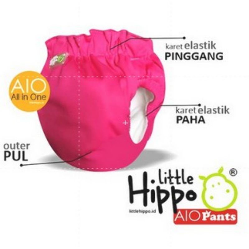 Clodi AIO Pant Popok Kain Cuci Ulang Little Hippo / Popok Kain Cuci Ulang