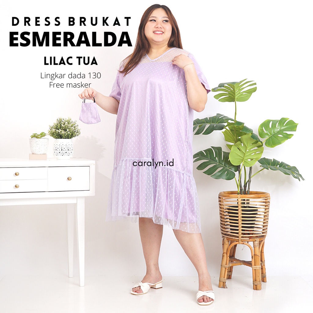 DRESS BRUKAT JUMBO BIGSIZE PARTY DRESS KOREAN STYLE ESMERALDA