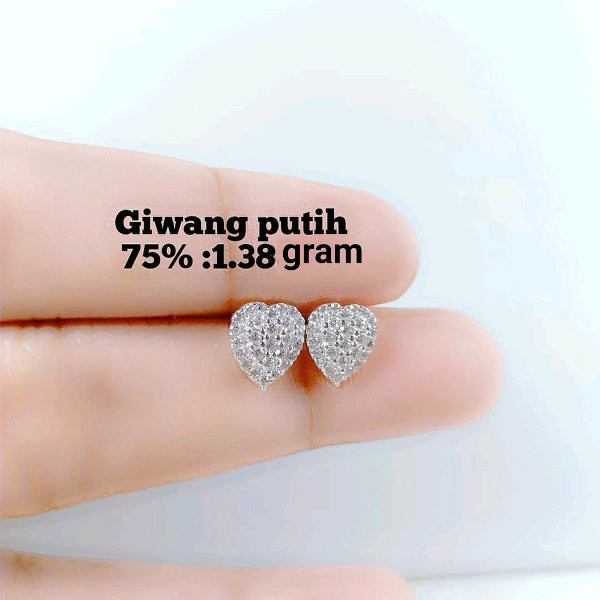 anting emas putih kadar 75 persen 1.38 gram