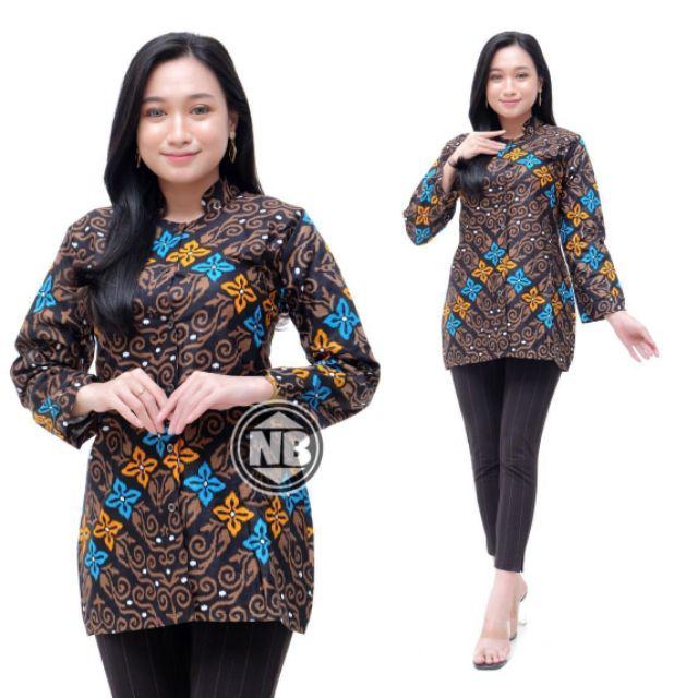 [ TERBARU ] ATASAN BATIK WANITA KERJA KANTOR ORI SHABIRAH BATIKSOLO BLOUSE BLUSEBATIK-Nb4
