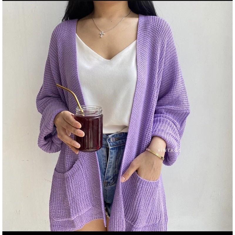 cardy loccy/sweater basic rajut/murah berkualitas-lilac