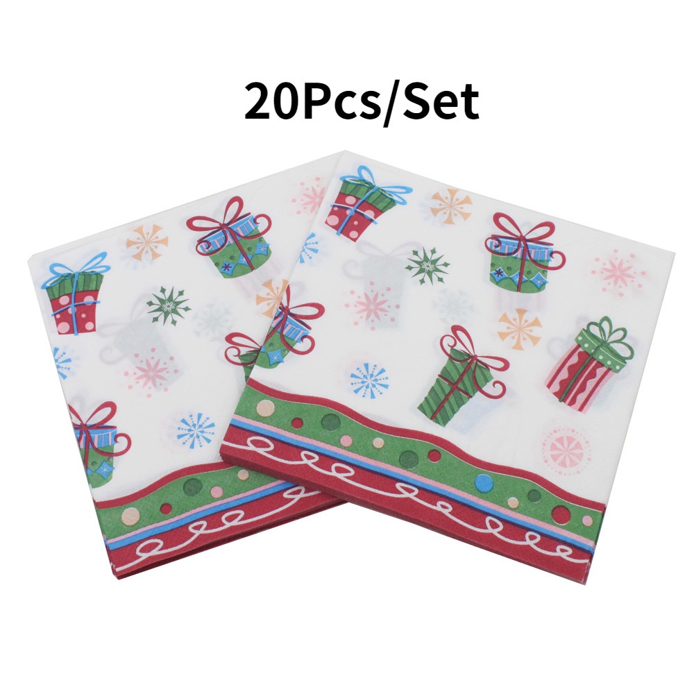 20pcs/set Serbet Motif Snowflake Natal Dekorasi Pesta &amp; Restoran Tisu Wajah Kertas Sekali Pakai