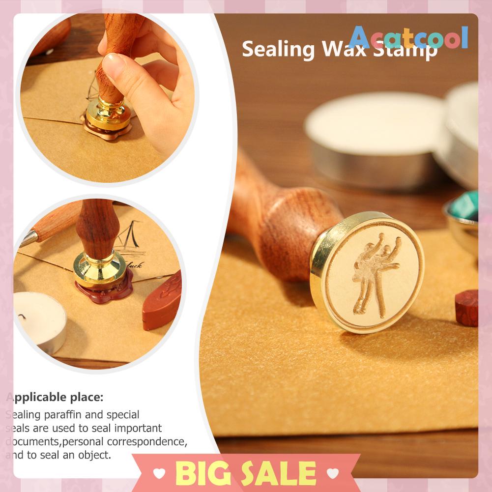 Stempel Segel Lilin Diy Gaya Retro Dengan Gagang Kayu Untuk Amplop Surat