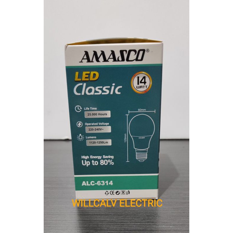 LAMPU LED AMASCO CLASSIC 14W 14WATT 14 W 14 WATT CAHAYA PUTIH